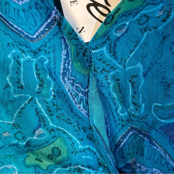 CAITE WOMAN Top Sleeveless Size 1X Blue Paisley Print Babydoll Fairy Whimsy NEW - Picture 7 of 11